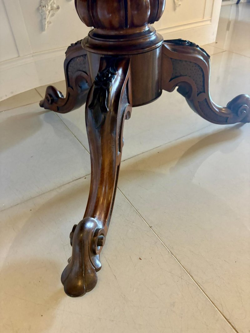 Antique Victorian Quality Carved Rosewood Circular Dining Table - Image 10